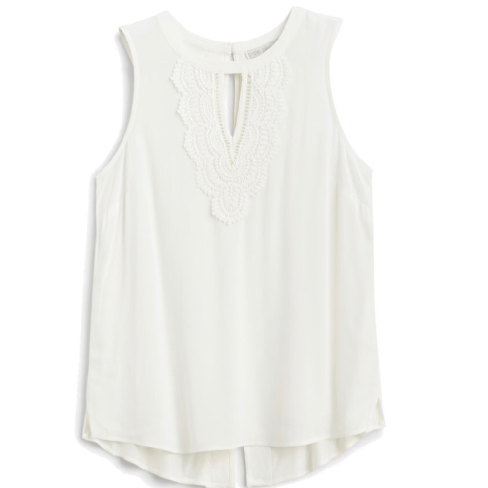 Daniel Rainn Pole Sky Quin Keyhole Crochet Top